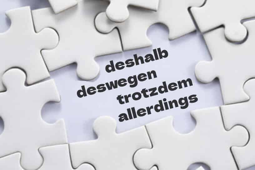 الفرق بين deshalb, deswegen, trotzdem, allerdings وأمثله عليهم